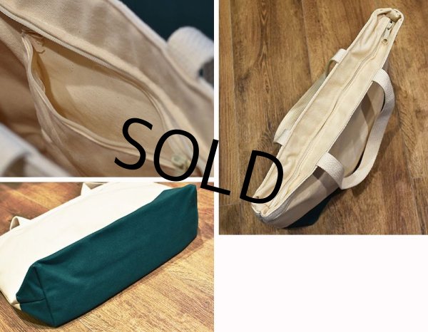 画像2: 90’s~【デッドストック】【白x緑】鳥プリント【天ファスナー付き】【トートバッグ】  (2)