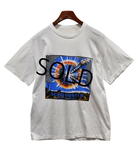 画像1: ワンウォッシュ!! 【ビンテージ】~90’s【SCUD BUSTER patriots rule】白【Tシャツ】【サイズL程度】  (1)