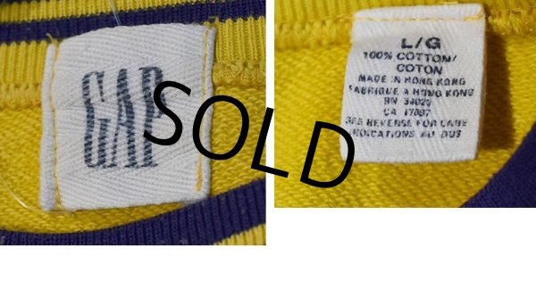 画像2: ビンテージ 90's 【オールドギャップ】【GAP】【黄ｘ紫】【リブボーダー】【スウェット】【サイズL】  (2)