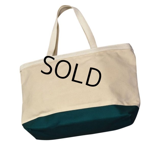 画像3: 90’s~【デッドストック】【白x緑】鳥プリント【天ファスナー付き】【トートバッグ】  (3)