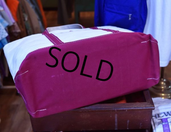 画像4: 【USA製】【ビンテージ】【L.L.bean】【エルエルビーン】白ｘワイン【キャンバス】【トートバッグ】【キャンパストート】  (4)