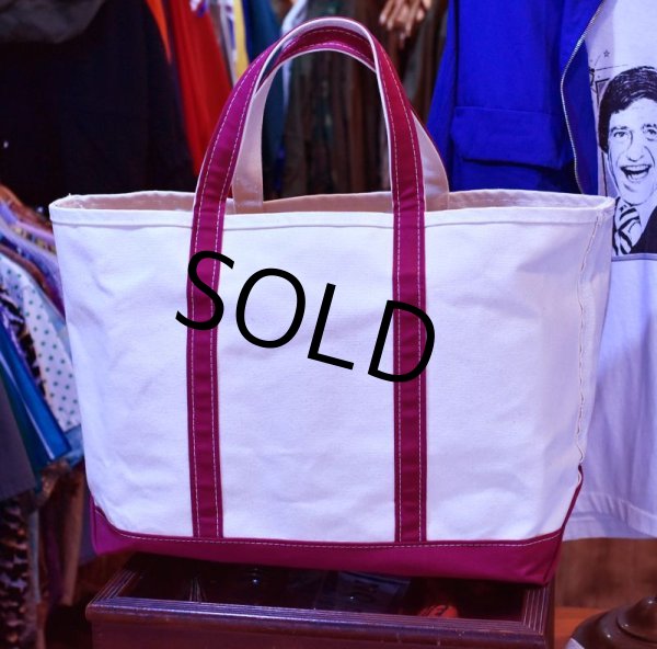 画像5: 【USA製】【ビンテージ】【L.L.bean】【エルエルビーン】白ｘワイン【キャンバス】【トートバッグ】【キャンパストート】  (5)