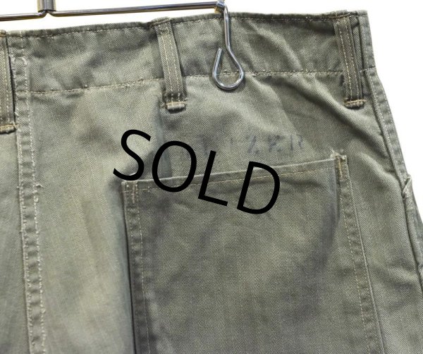 画像2: 【ステンシル入り!!】40's【ビンテージ】米軍実物【USMC】【P41】【HBTパンツ】トラウザーズ【M41】【W34程度】   (2)