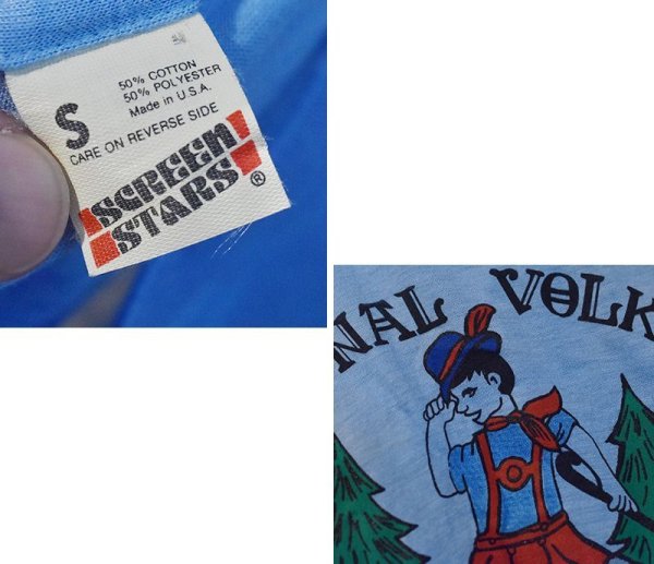画像3: デッドストック 80's【USA製】スクリーンスターズ【ビンテージ】【水色】【Tシャツ】【サイズS】  (3)