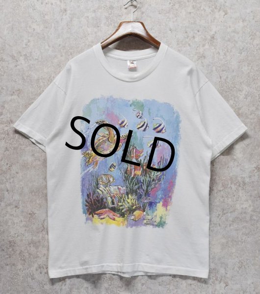 画像1: 90's USA製 ビンテージ【FRUIT OF THE LOOM 】フルーツオブザルーム【白】熱帯魚【 Tシャツ】【サイズXL】  (1)