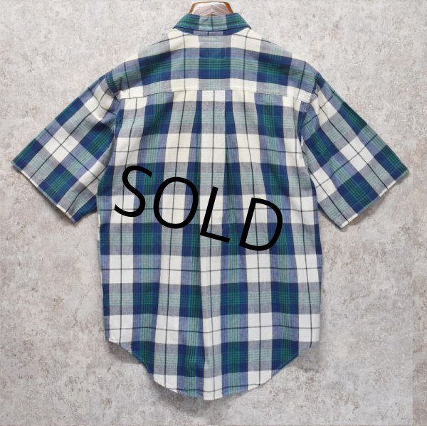 画像3: 【ビンテージ】【DOCKERS】ドッカーズ【リーバイス】【青x緑x白】【チェック】【ボタンダウン半袖シャツ】【サイズＳ】  (3)