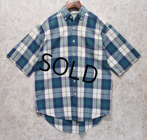 画像1: 【ビンテージ】【DOCKERS】ドッカーズ【リーバイス】【青x緑x白】【チェック】【ボタンダウン半袖シャツ】【サイズＳ】  (1)