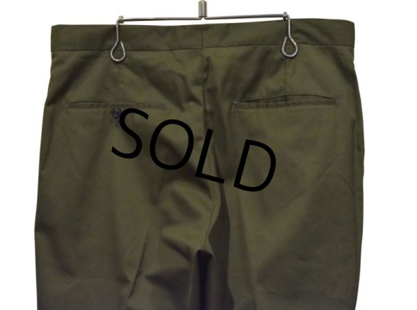 画像4: ビンテージ【オリーブ】【ポリコットンスラックス】スラックス【W33程】  (4)