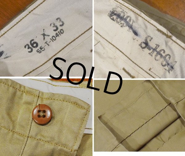 画像2: 【50's】【ビンテージ】U.S.ARMY【米軍実物】ダブルステッチ【45カーキ】【チノパンツ】【３６Ｘ３３】  (2)