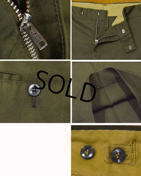 画像3: ビンテージ【オリーブ】【ポリコットンスラックス】スラックス【W33程】  (3)