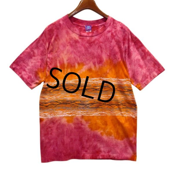 画像1: 90's ビンテージ【PROSPIRIT】ピンクｘオレンジ 総柄Tシャツ【タイダイ】【Ｔシャツ】【サイズL】  (1)