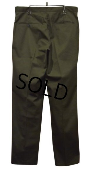 画像2: ビンテージ【オリーブ】【ポリコットンスラックス】スラックス【W33程】  (2)