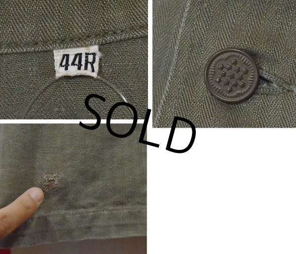 画像2: 【40's】【ビンテージ】米軍実物【U.S.ARMY】【M43】13スターボタン【HBT】ジャケット【カバーオール】【44R】  (2)