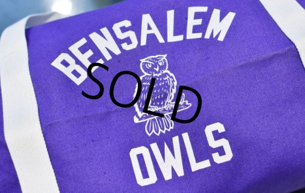 画像3: 80's【デッドストック】USA製【ビンテージ】【BENSALEM OWLS】【紫×白】スクールバッグ【フクロウ】【ボストンバッグ】【ハンドバッグ】   (3)
