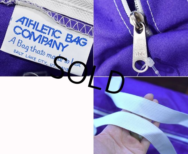 画像2: 80's【デッドストック】USA製【ビンテージ】【BENSALEM OWLS】【紫×白】スクールバッグ【フクロウ】【ボストンバッグ】【ハンドバッグ】   (2)