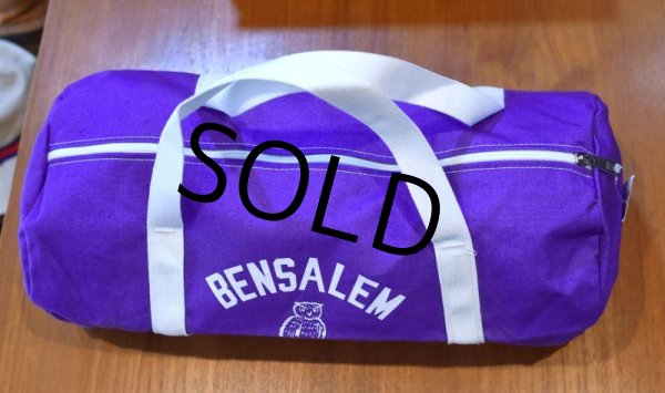 画像7: 80's【デッドストック】USA製【ビンテージ】【BENSALEM OWLS】【紫×白】スクールバッグ【フクロウ】【ボストンバッグ】【ハンドバッグ】   (7)