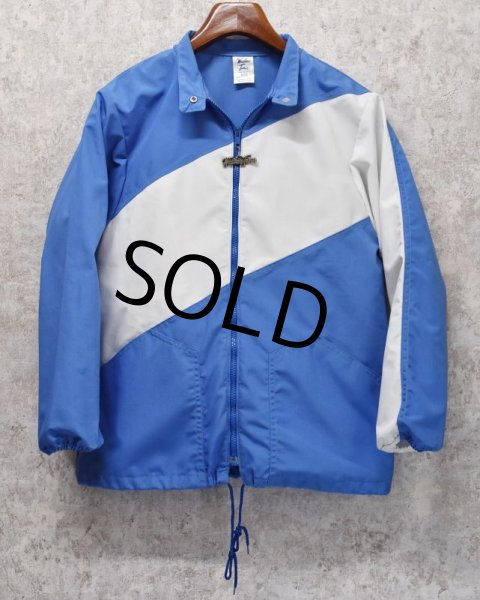 画像4: 70's~【USA製】【ビンテージ】【Weather Tamer】ウェザーテーマ【青x白】ポリコットン【ジップアップブルゾン】【サイズ9/10】  (4)