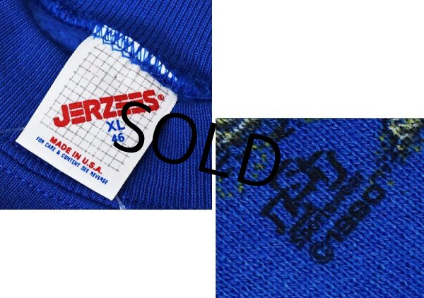 画像2: 90's【USA製】【ビンテージ】JERZEES【ラッセル】【青】魚 【ニジマス】【川】【スウェット】【サイズＸＬ】  (2)