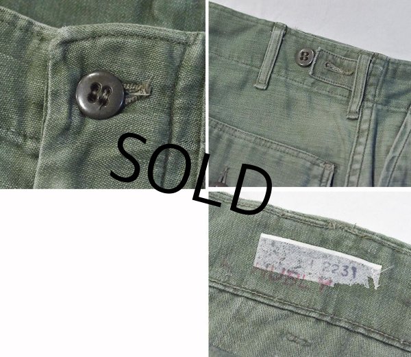 画像3: ∼60’ｓ【ビンテージ】U.S.ARMY【米軍実物】【平ボタン】OG-107【サイドアジャスター付き】【ベイカーパンツ】【ユーティリティパンツ】【ｗ29程度】 (3)