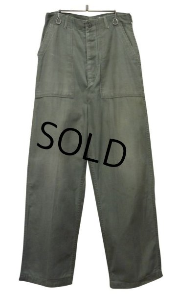 画像2: ∼60’ｓ【ビンテージ】U.S.ARMY【米軍実物】【平ボタン】OG-107【サイドアジャスター付き】【ベイカーパンツ】【ユーティリティパンツ】【ｗ29程度】 (2)