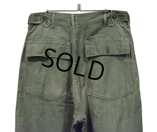画像5: ∼60’ｓ【ビンテージ】U.S.ARMY【米軍実物】【平ボタン】OG-107【サイドアジャスター付き】【ベイカーパンツ】【ユーティリティパンツ】【ｗ29程度】 (5)