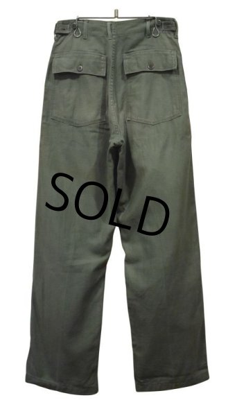 画像4: ∼60’ｓ【ビンテージ】U.S.ARMY【米軍実物】【平ボタン】OG-107【サイドアジャスター付き】【ベイカーパンツ】【ユーティリティパンツ】【ｗ29程度】 (4)