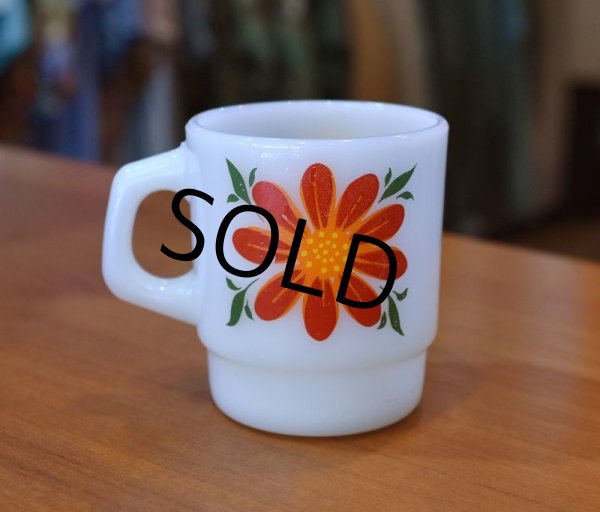 画像3: 【Fire King】【ファイヤーキング】【デイブレイカー】【黄色ｘ赤】【花】【スタッキング】【マグカップ】  (3)