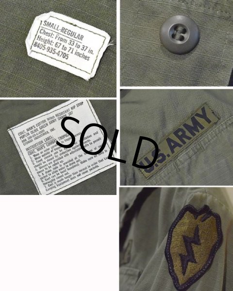 画像2: 60's【ビンテージ】【米軍実物】リップストップ【ジャングルファティーグジャケット】【ファティーグシャツ】【S-R】  (2)