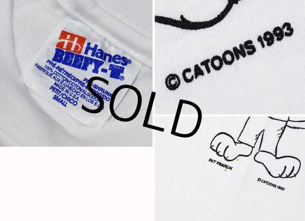 画像2: デッドストック【90's】USA製【ビンテージ】【Hanes】【白】【CAT&FLUTE】【Tシャツ】【サイズS】  (2)
