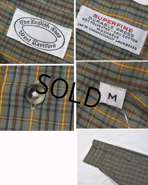 画像2: 80's~【ビンテージ】【The English shop】【黄緑ｘ茶】【チェック】【BDシャツ】【サイズＭ】  (2)