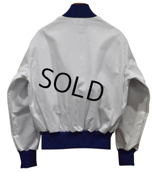 画像3: ワンウォッシュ【80's】【ビンテージ】【MAPLE】【白×紺ライン】【コットンジップアップブルゾン】【サイズL】  (3)