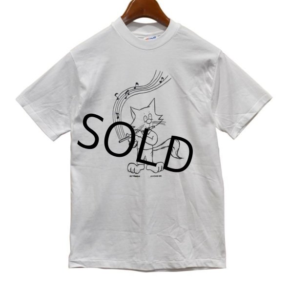 画像1: デッドストック【90's】USA製【ビンテージ】【Hanes】【白】【CAT&FLUTE】【Ｔシャツ】【サイズS】  (1)