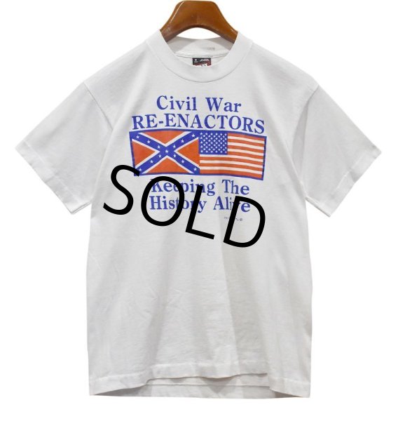 画像1: 90's USA製 ビンテージ【FRUIT OF THE LOOM 】フルーツオブザルーム【白】【Civil war RE-ENACTORS】【Tシャツ】【サイズM】  (1)