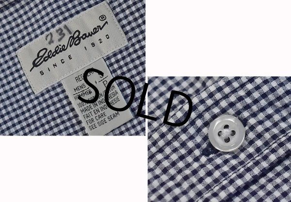 画像2: ビンテージ【エディーバウアー】【白×黒】ギンガムチェック【シアサッカー】【半袖ボタンダウンシャツ】【サイズS】  (2)
