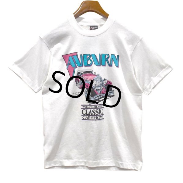 画像1: ほぼ未使用‼ 90's USA製 ビンテージ【FRUIT OF THE LOOM 】フルーツオブザルーム【白】【AUBURN CAR SHOW】【Tシャツ】【サイズM】  (1)