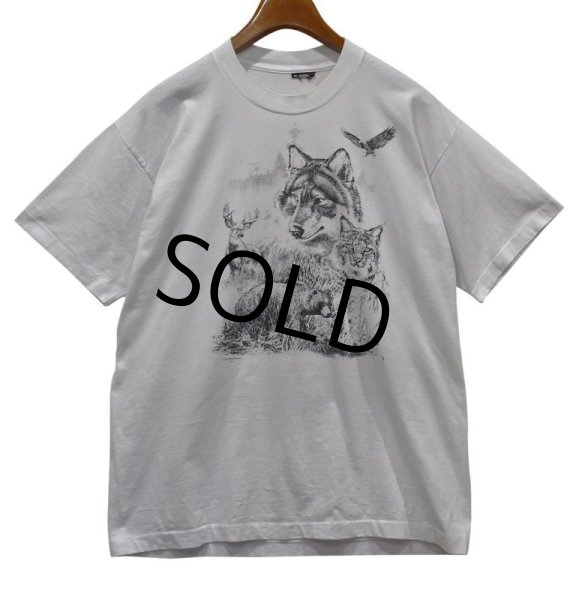 画像1: 90's【USA製】ビンテージ【SCREEN STARS】スクリーンスターズ シングルステッチ【オオカミ】 動物【Tシャツ】【サイズXL】  (1)