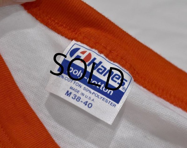 画像2: ほぼ未使用‼【80's】USA製【ビンテージ】【Hanes】ヘインズ【白x赤】機関車【リンガーTシャツ】【サイズM】  (2)