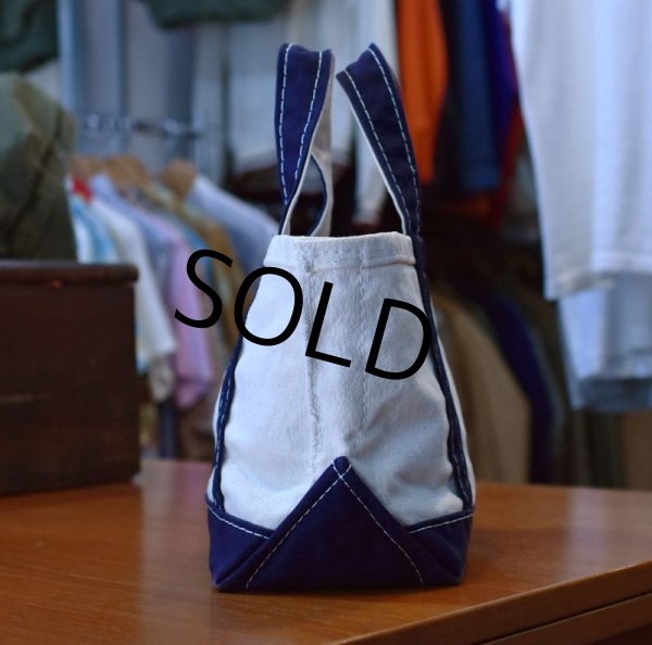 画像5: 【USA製】【ビンテージ】【L.L.bean】白x紺【キャンバス】【ミニトートバッグ】イニシャル刺繍 C【ビーントート】  (5)
