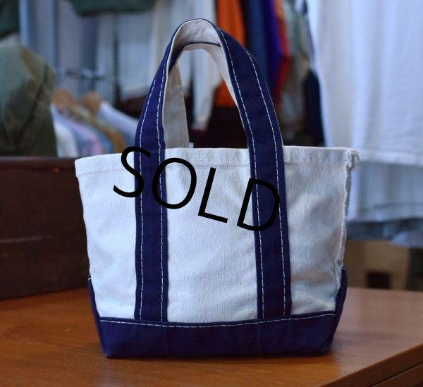 画像3: 【USA製】【ビンテージ】【L.L.bean】白x紺【キャンバス】【ミニトートバッグ】イニシャル刺繍 C【ビーントート】  (3)