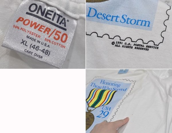 画像2: 90's【デッドストック】【USA製】ビンテージ【ONEITA】オニータ【白】【Honoring Those Who Served】白【Tシャツ】【サイズXL】  (2)
