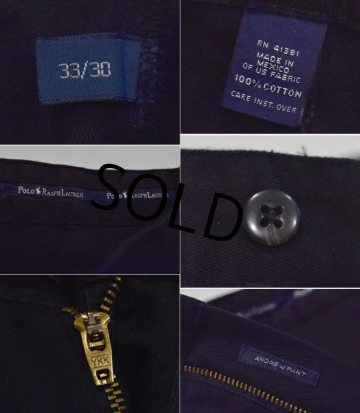 画像2: 未使用品‼【POLO RALPH LAUREN】【ラルフローレン】【黒】ANDREW PANT【2タック】【コットンパンツ】【33×30】  (2)