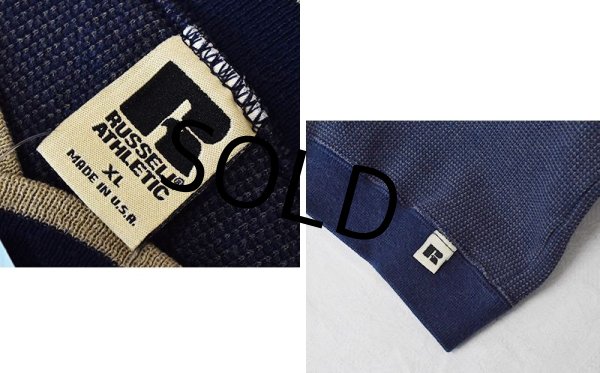 画像2: 90's【ビンテージ】USA製【ラッセル】【紺ｘベージュ】【チェック】【スウェット】【サイズXL】  (2)