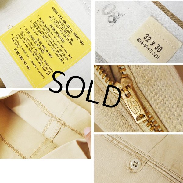 画像2: 【デッドストック】【70's】【ビンテージ】U.S.ARMY【米軍実物】ポリコットン【チノパンツ】【チノパン】【32×30】  (2)