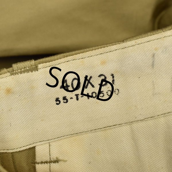 画像4: ほぼ未使用!! 【40's】【ビンテージ】U.S.ARMY【米軍実物】M-45【45カーキ】45カーキ【チノパンツ】ダブルステッチ【両玉縁】【40X31】  (4)