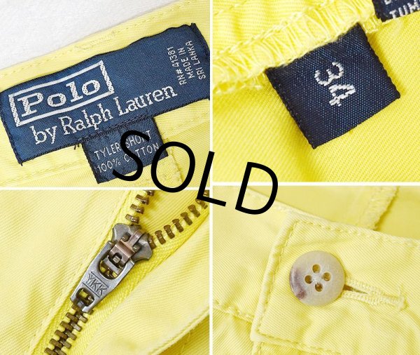 画像2: 【POLO RALPH LAUREN】ラルフローレン【イエロー】【2タック】【ショートパンツ】【短パン】【コットンショーツ】【W34】  (2)