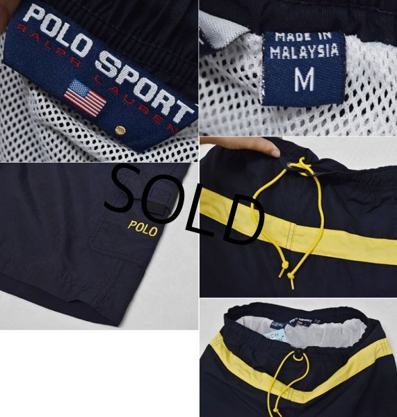 画像2: 【POLO SPORT】ポロスポーツ【ラルフローレン】【紺x黄色ライン】【ショートパンツ】【バギーズショーツ】 【サイズM】  (2)