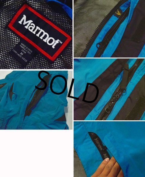 画像2: 【ビンテージ】マーモット【MARMOT】【青×黒】ハーフムーンポケット【ゴアテックスジャケット】ハンティングジャケット【サイズM】  (2)
