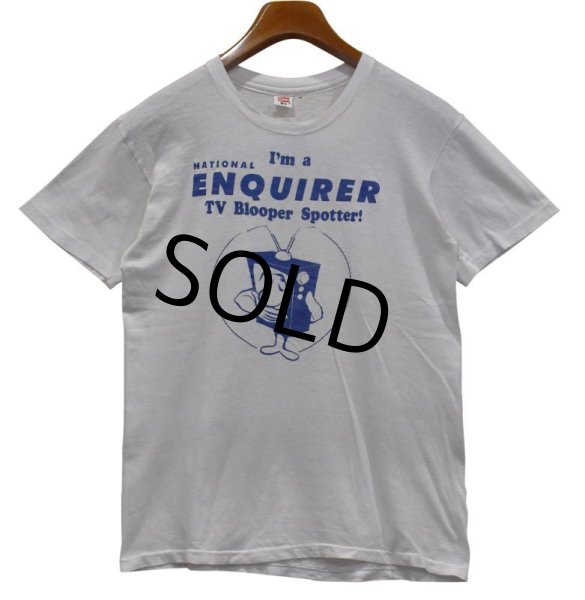 画像1: 【70's〜】【USA製】【ビンテージ】【Hanes】ヘインズ【I’m a National Enquirer TV Blooper Spotter!】【白】【Tシャツ】【サイズＭ】  (1)