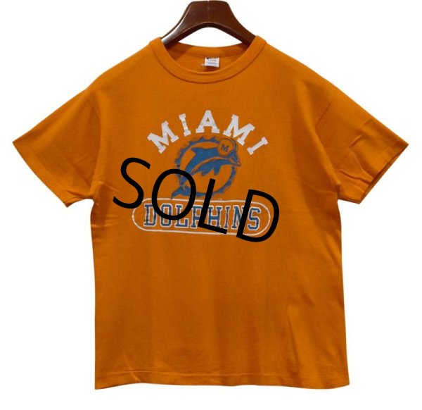 画像1: 【80's】【USA製】【ビンテージ】【チャンピオン】【Champion】【オレンジ】【MIAMI DOLPHINS】【Tシャツ】【サイズL】  (1)
