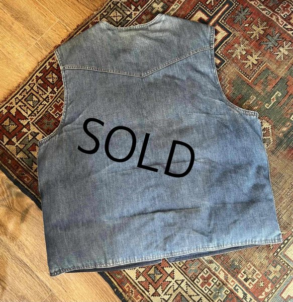 画像3: 【ビンテージ】黒タグ【Eddie Bauer】【エディーバウアー】【デニムベスト】【デニムダウンベスト】【XL程度】  (3)